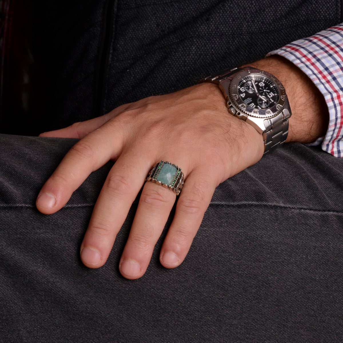 Aquamarine Men's Ring — 3