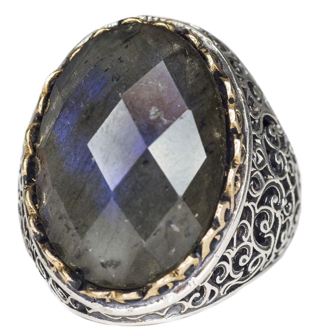 925 Sterling Silver Ring, Natural Labradorite Stone