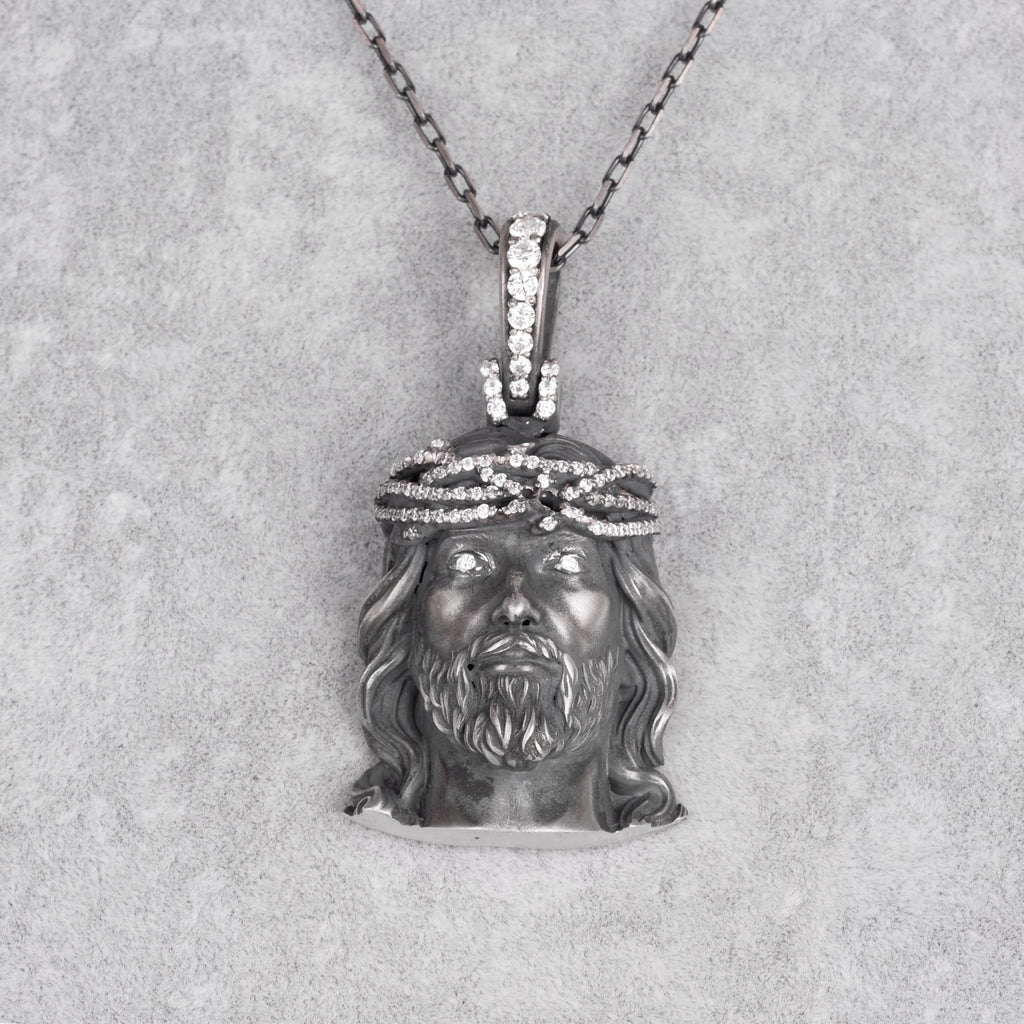 KAMBO Jesus Christ Necklace with Chain - 925 Sterling Silver Crown of Thorns Jewelry - Religious Statement Necklace for Men — 4