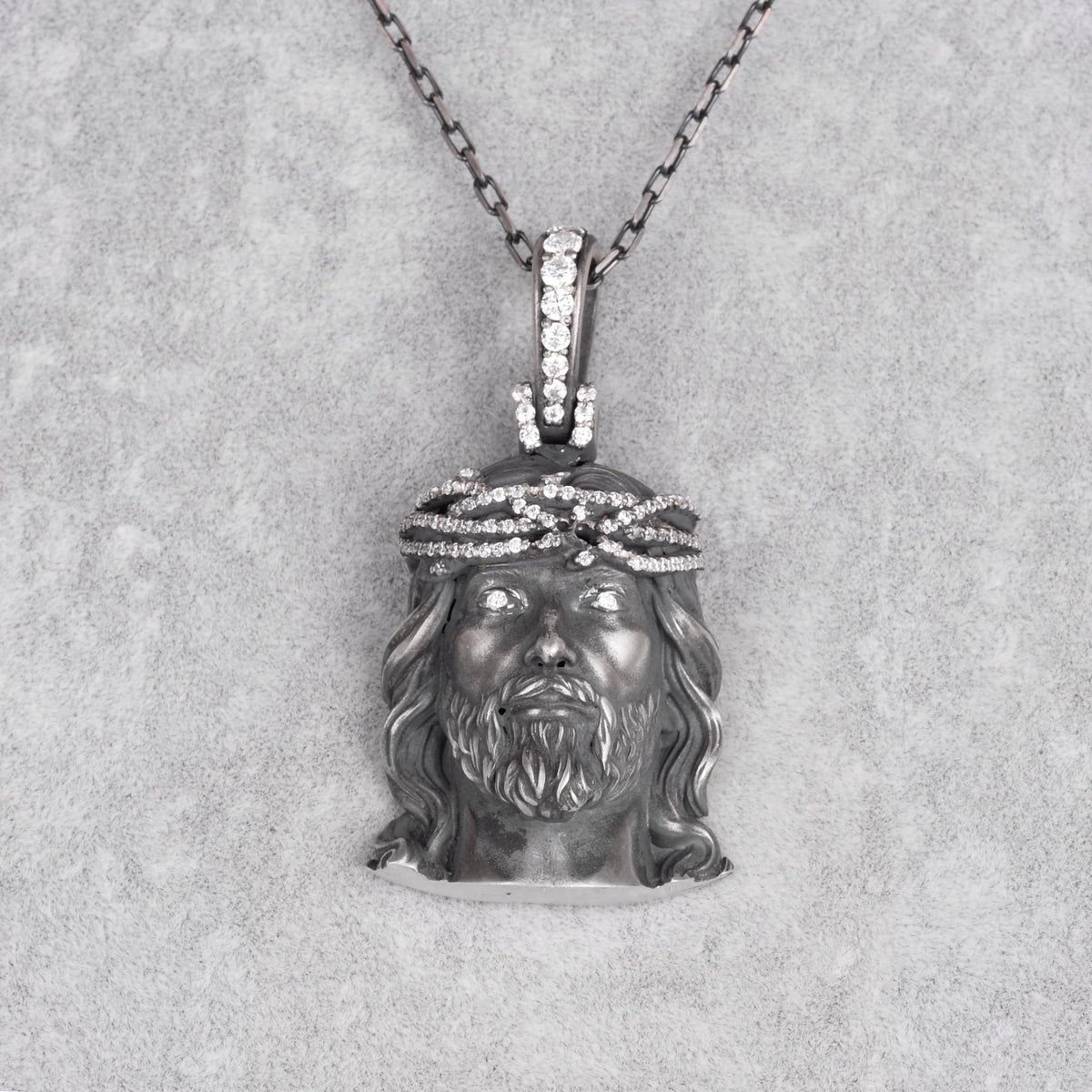 KAMBO Jesus Christ Necklace with Chain - 925 Sterling Silver Crown of Thorns Jewelry - Religious Statement Necklace for Men — 4