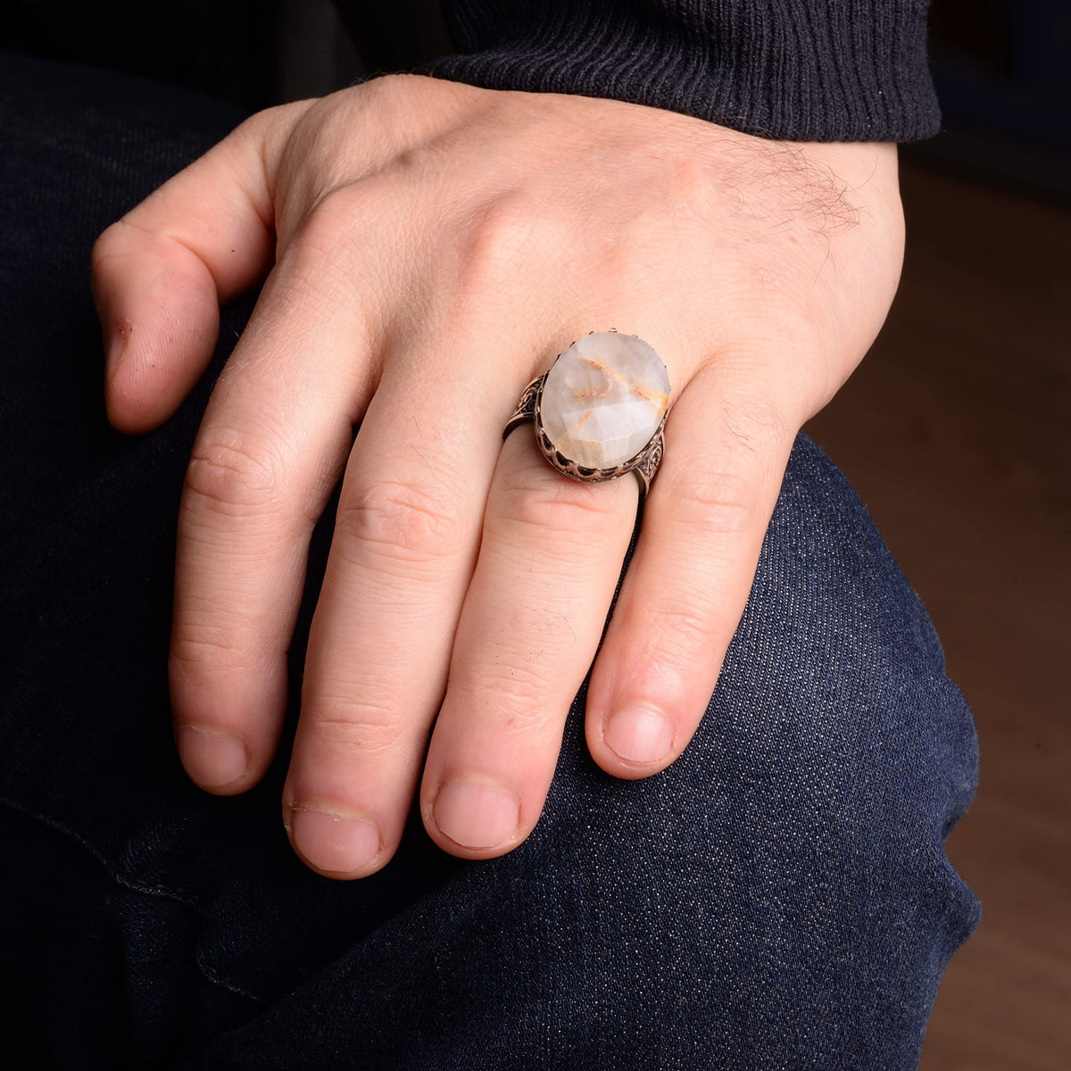 Natural Rutilated Quartz Stone Ring — 6