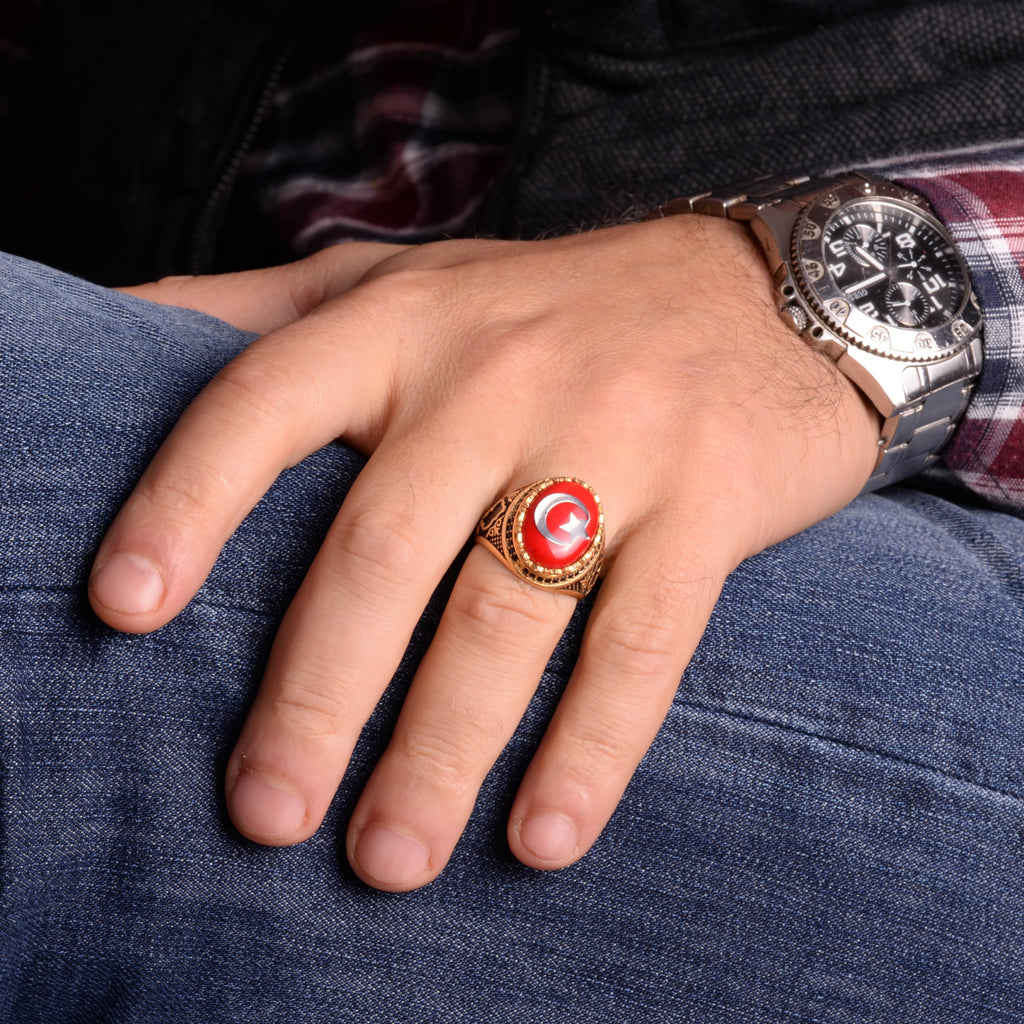 925 Sterling Silver Ring - Symbolic Ring - Men's Ring (Star and Crescent) — 3