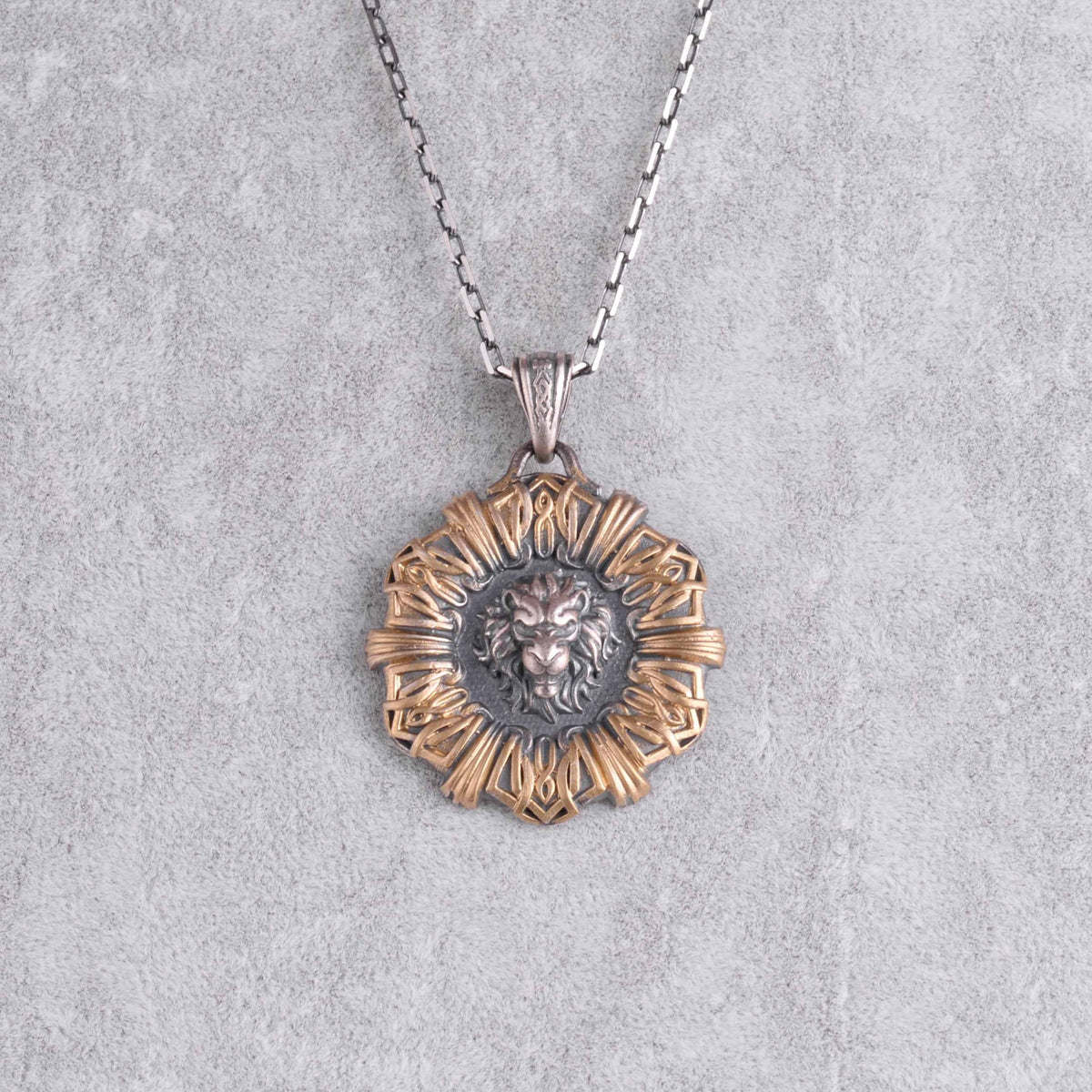 KAMBO 925 Sterling Silver Lion Head Totem Chain Necklace – Handmade Courage Amulet Necklace for Men – Symbol of Royal Power and Strength (Gold Plated) — 4
