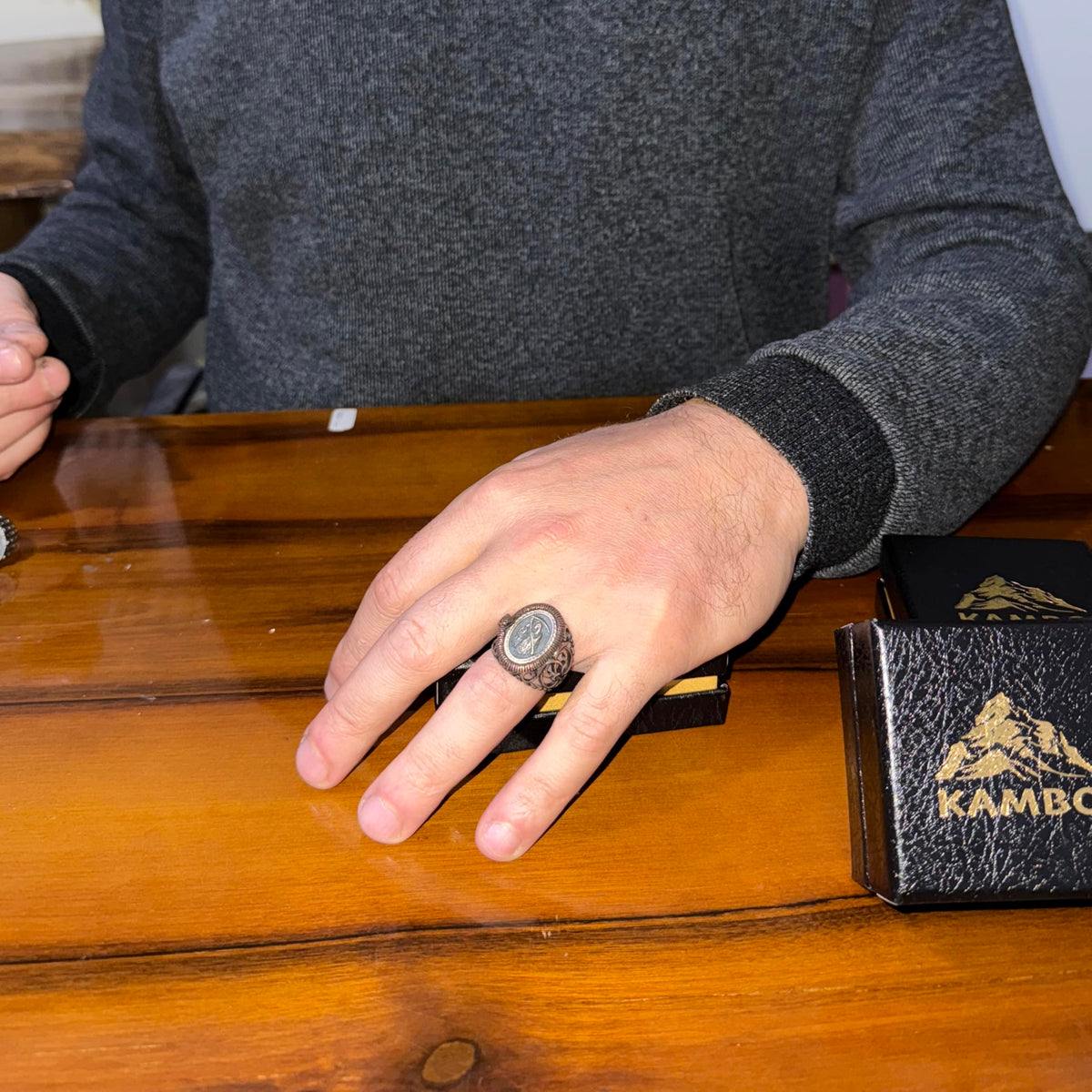 KAMBO Grim Reaper Men's Ring – 925 Sterling Silver Serpent Wrapped Frame Design – Handmade Gothic Death Reaper Jewelry – Filigree Skeleton Statement Ring — 2