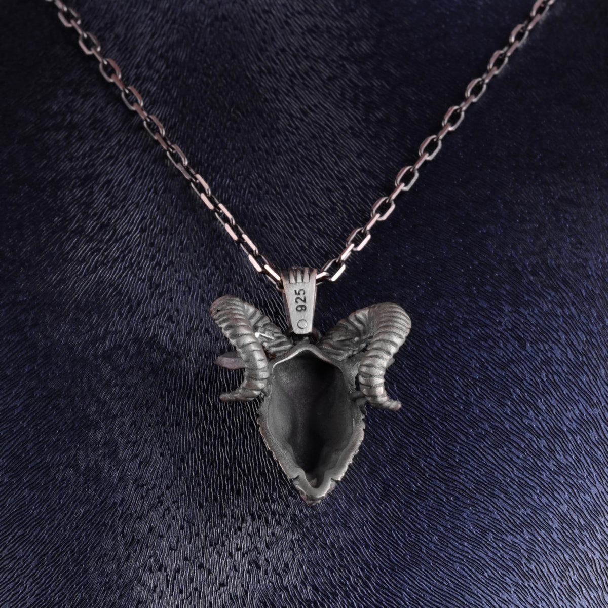 KAMBO Ram Head Necklace 925 Sterling Silver – Chain Ram Symbol Animal Statement Jewelry with Unisex Goat Horn Necklace — 4