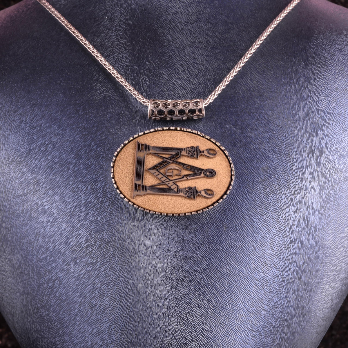 KAMBO Chain Horizontal Large Men's Necklace 925 Sterling Silver – Men's Oval Symbolic Necklace (Mason) — 3