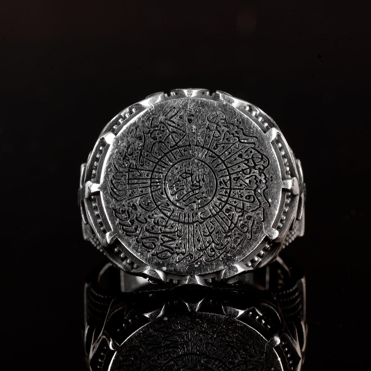 KAMBO Handmade 925 Sterling Silver Arabic Muslim Ring for Men, Minimalist Religious Design, Solid Sterling Silver Statem