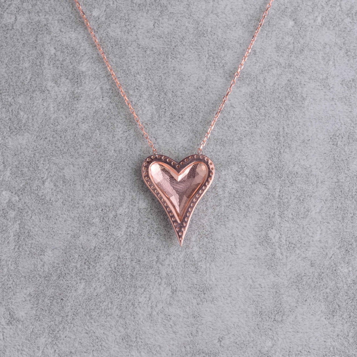 KAMBO 925 Sterling Silver Women's Heart Necklace – Small Charm with Pink Gold Plated Cubic Zirconia – Elegant Minimalist Jewelry Gift – 43cm Chain — 4