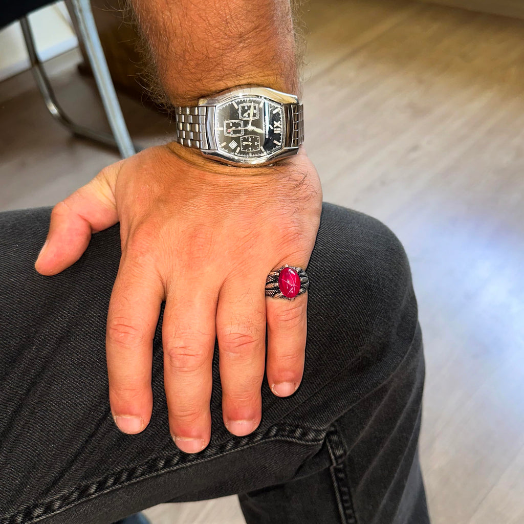Handmade Silver Claw Ring with Natural Star Ruby Stone – Power and Courage for Leo — 3