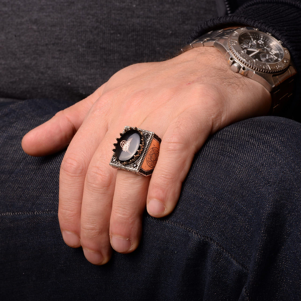 Star of David Ring - Ottoman Seal Ring - 925 Sterling Silver Ring — 6
