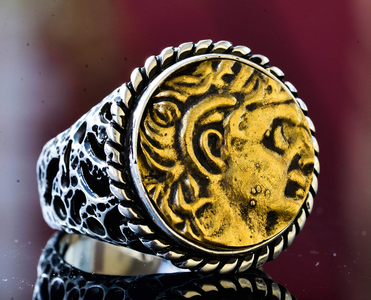 Silver Ring - Antique Coin Design and Mythological Motif — 5