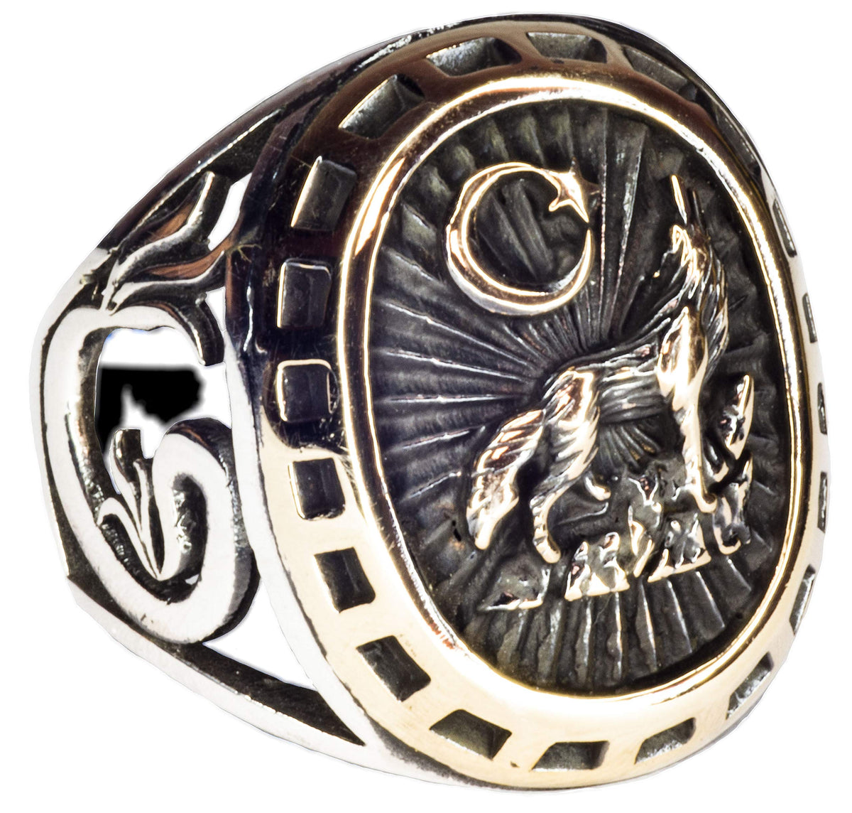 Men's Silver Ring, Wolf Figure Handmade Ring, Wildlife Themed Wolf Ring