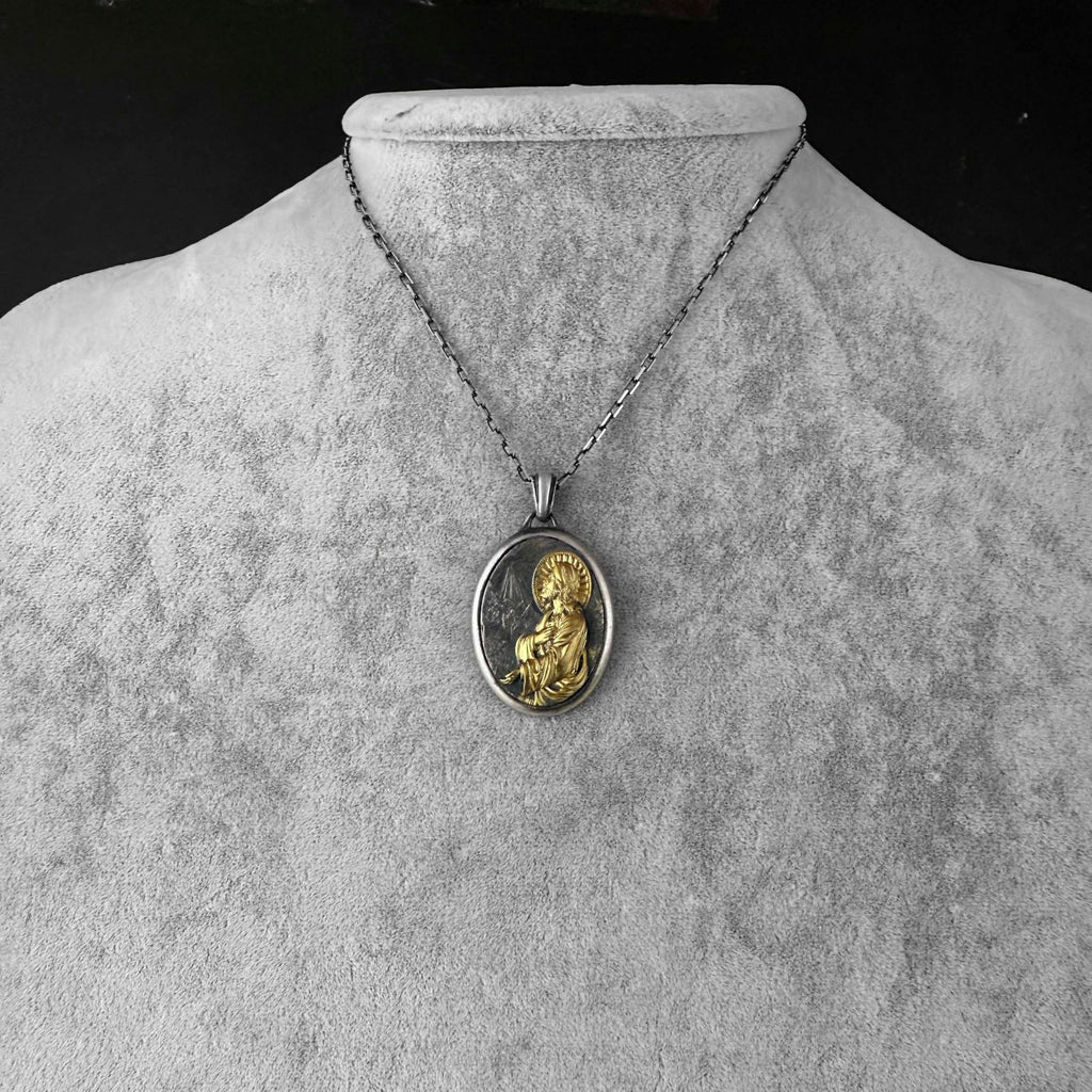 KAMBO 925 Sterling Silver Christ Devotion Necklace - Praying Jesus Religious Pendant - Handmade Symbol of Faith, Hope, and Protection (Gold Plated) — 3