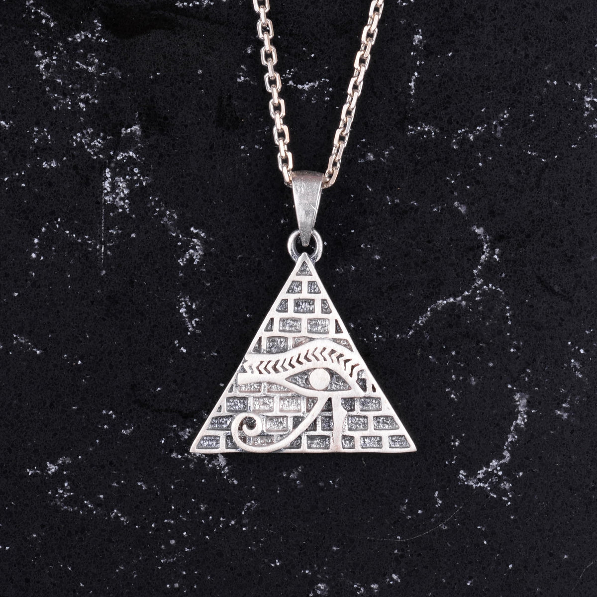 925 Sterling Silver Eye of Horus Necklace - Handmade Men's Pendant — 3