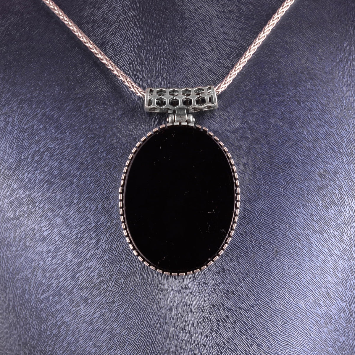 KAMBO Natural Stone Chain Men's Necklace 925 Sterling Silver – Oval Stone Large Necklace (Onyx) — 3