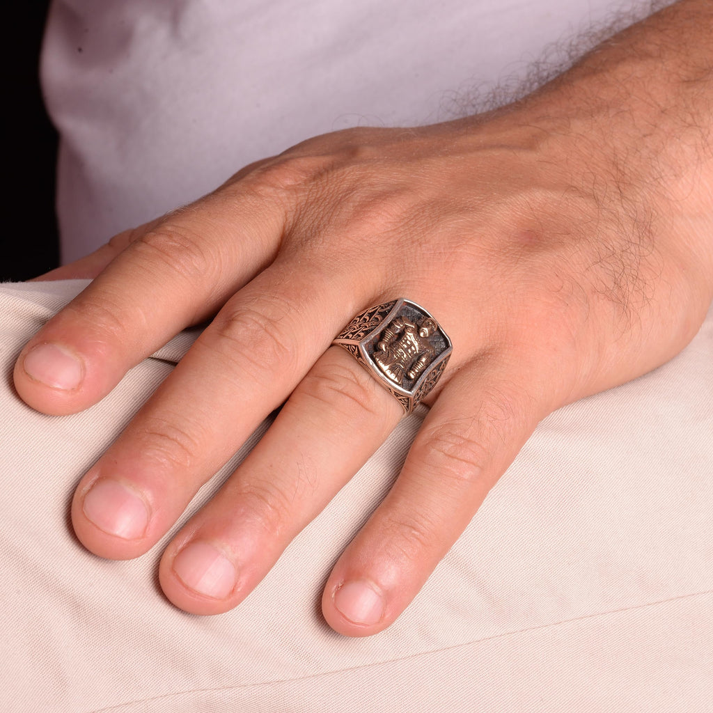 KAMBO Sterling Silver Spartan Warrior Ring – Handcrafted 925 Sterling Silver Jewelry – Bold Ancient Greek Helmet Design 