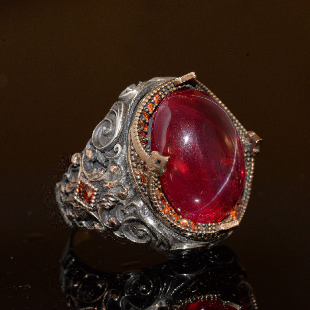 Natural Star Ruby Stone Ring - 925 Sterling Silver — 4