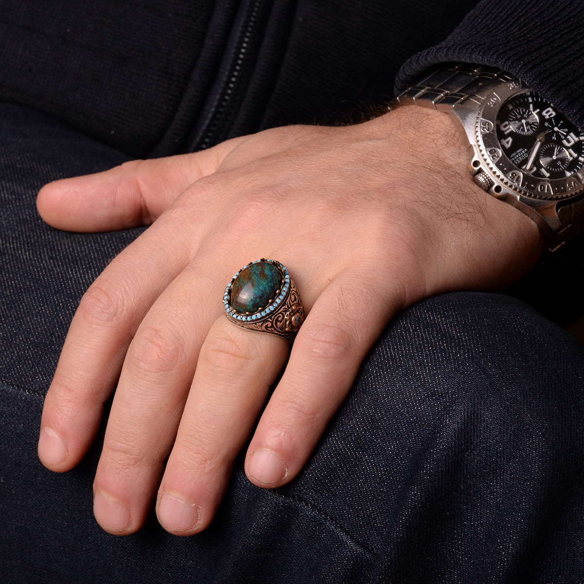 Azurite Stone Ring — 7