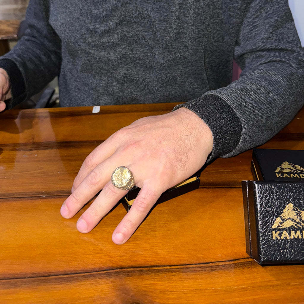 KAMBO Seal of Solomon Secret Compartment Men's Ring - 925 Sterling Silver, Gold Plated, Arabic Calligraphy Islamic Gothic Ring — 3