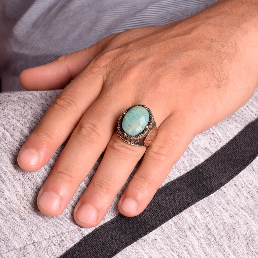 Natural Amazonite Stone Ring - 925 Sterling Silver Ring — 2