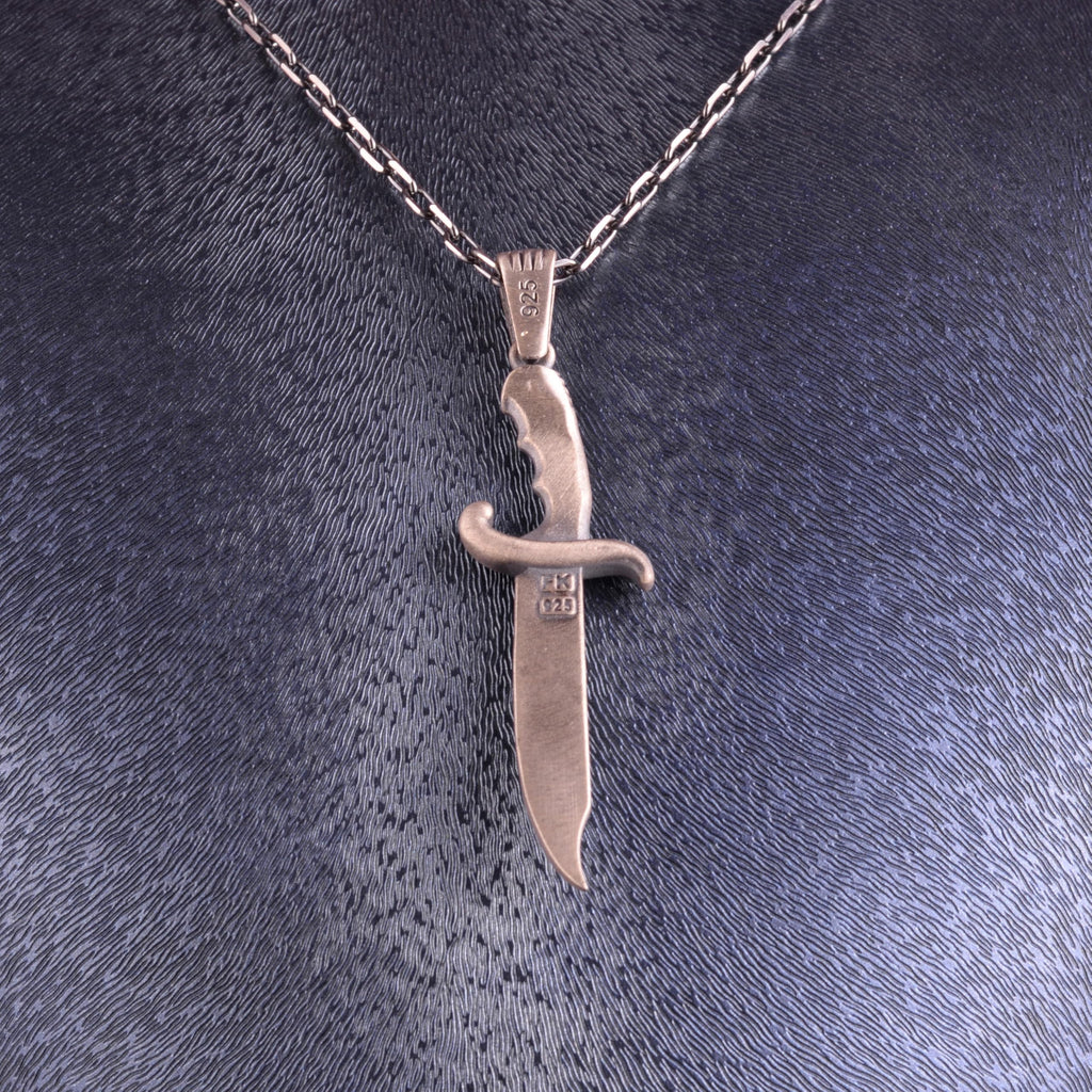 KAMBO 925 Sterling Silver Dagger Necklace – Men's Knife Necklace – Handmade Knife Jewelry – Gothic Style Statement Necklace – Unique Gift — 5