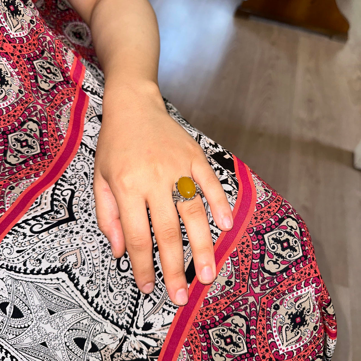 Natural Yellow Agate Stone Women's Ring — 3