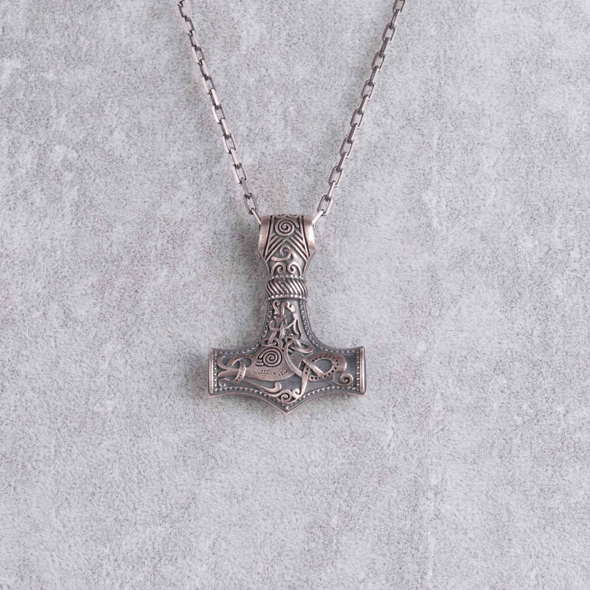KAMBO 925 Sterling Silver Thor's Hammer Necklace – Scandinavian Knotted Viking Mjölnir Protection Symbol (Gold Plated) — 5