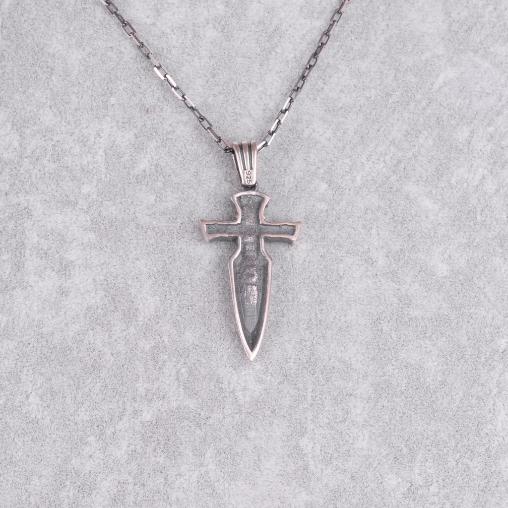Viking Dagger Necklace 925 Sterling Silver Scandinavian Knot Blade Symbol of Power and Protection — 3