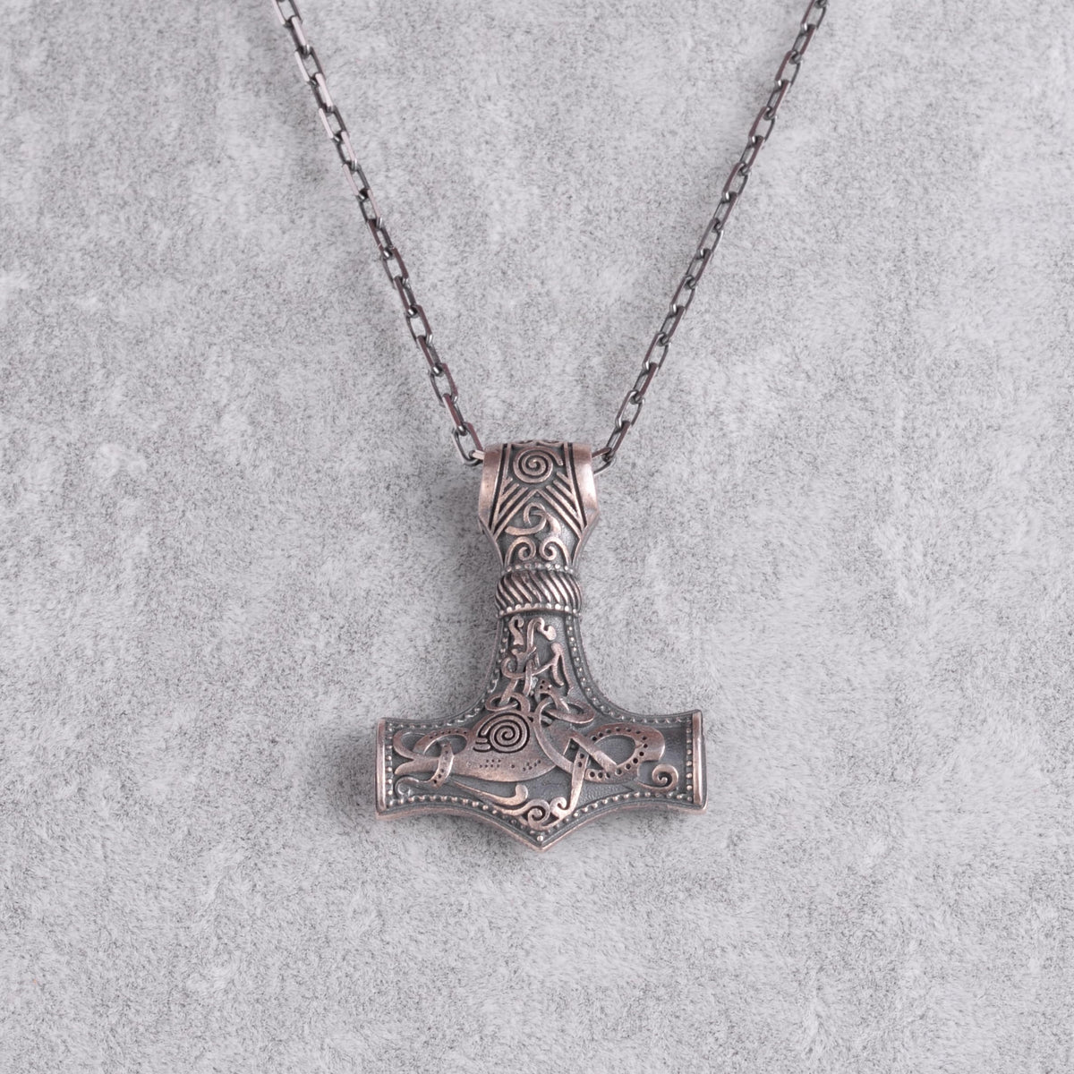 KAMBO 925 Sterling Silver Thor's Hammer Necklace – Scandinavian Knotted Viking Mjölnir Protection Symbol (Silver) — 4