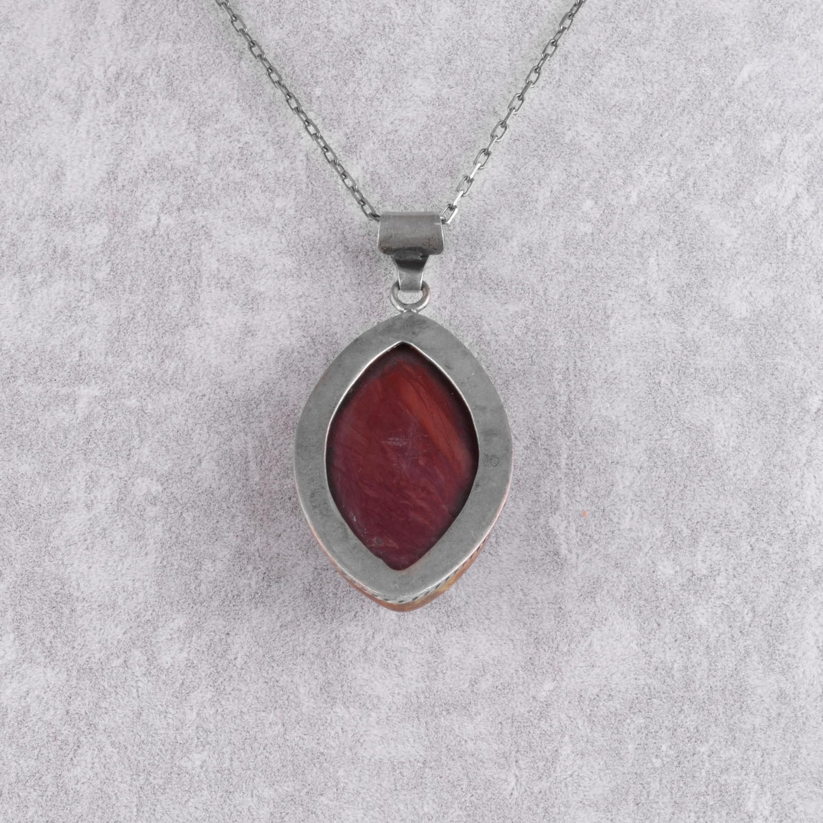 KAMBO Silver Chain Natural Agate Women's Necklace – 925 Sterling Silver Handmade Oval Cabochon Necklace – Elegant Minimalist Gemstone Jewelry for Her — 5