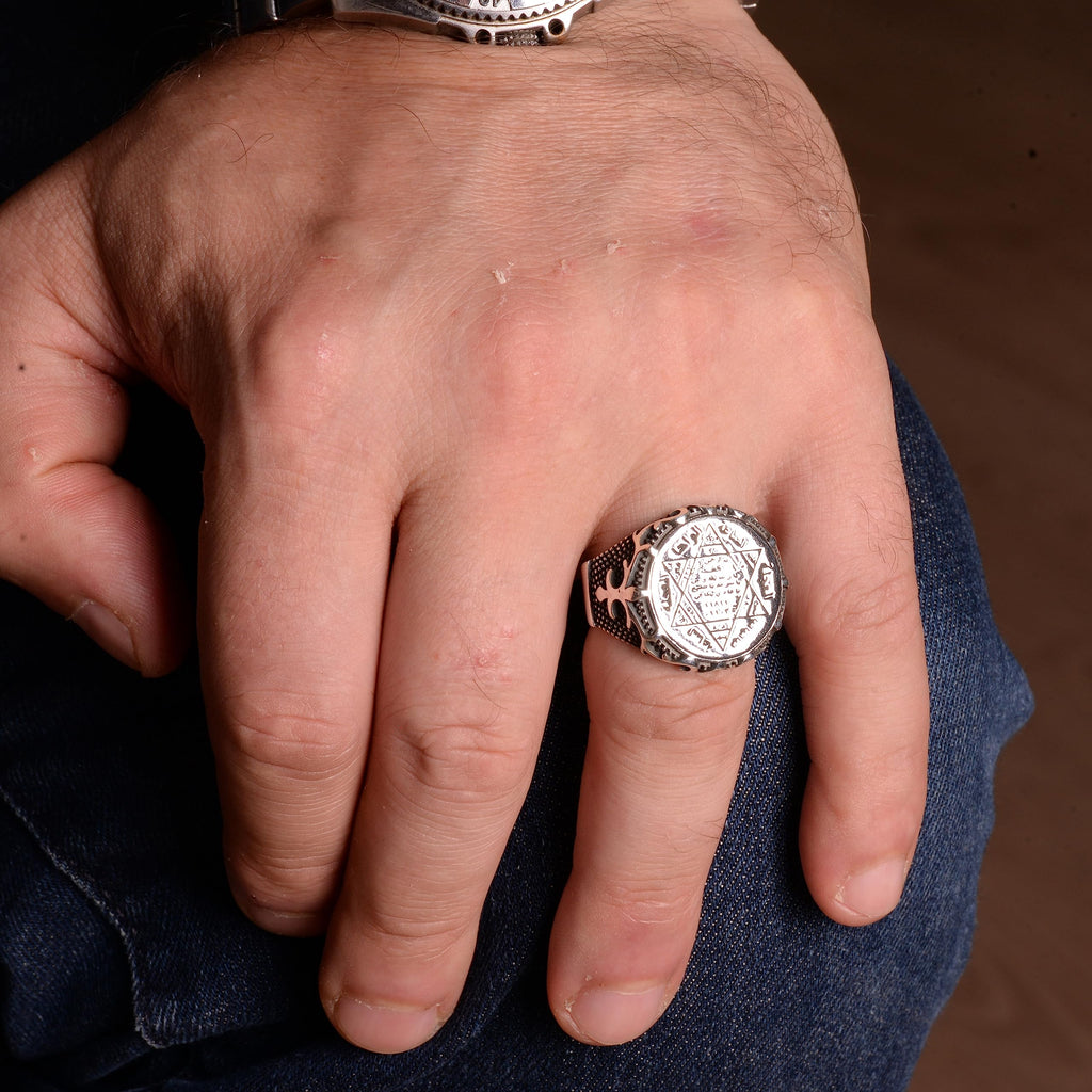 925 Sterling Silver Men's Ring - Star of David (Model-4) — 5