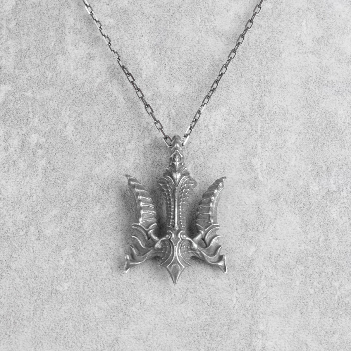 KAMBO Three-Headed Dragon Trident Necklace – Chain 925 Sterling Silver Fantasy Men's Jewelry — 4