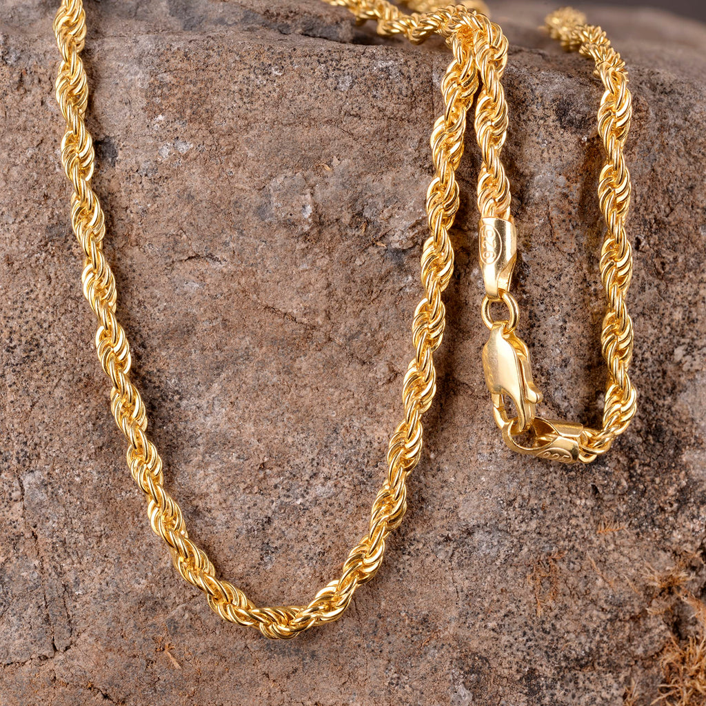 925 Sterling Silver Rope Chain, Men's Chain, Chain Necklace, Silver Men's Jewelry — 6