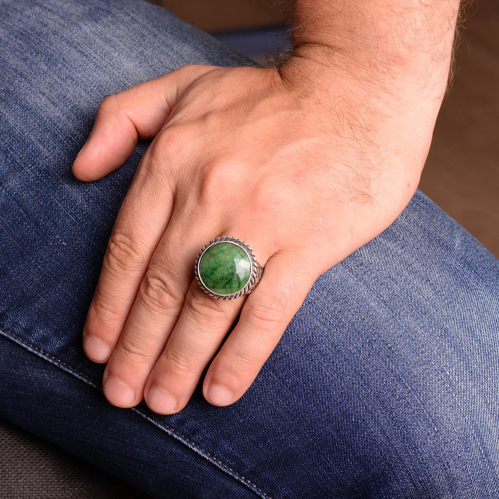 Natural Sapphire Stone Men's Ring, Vintage Ring, 925 Sterling Silver — 4