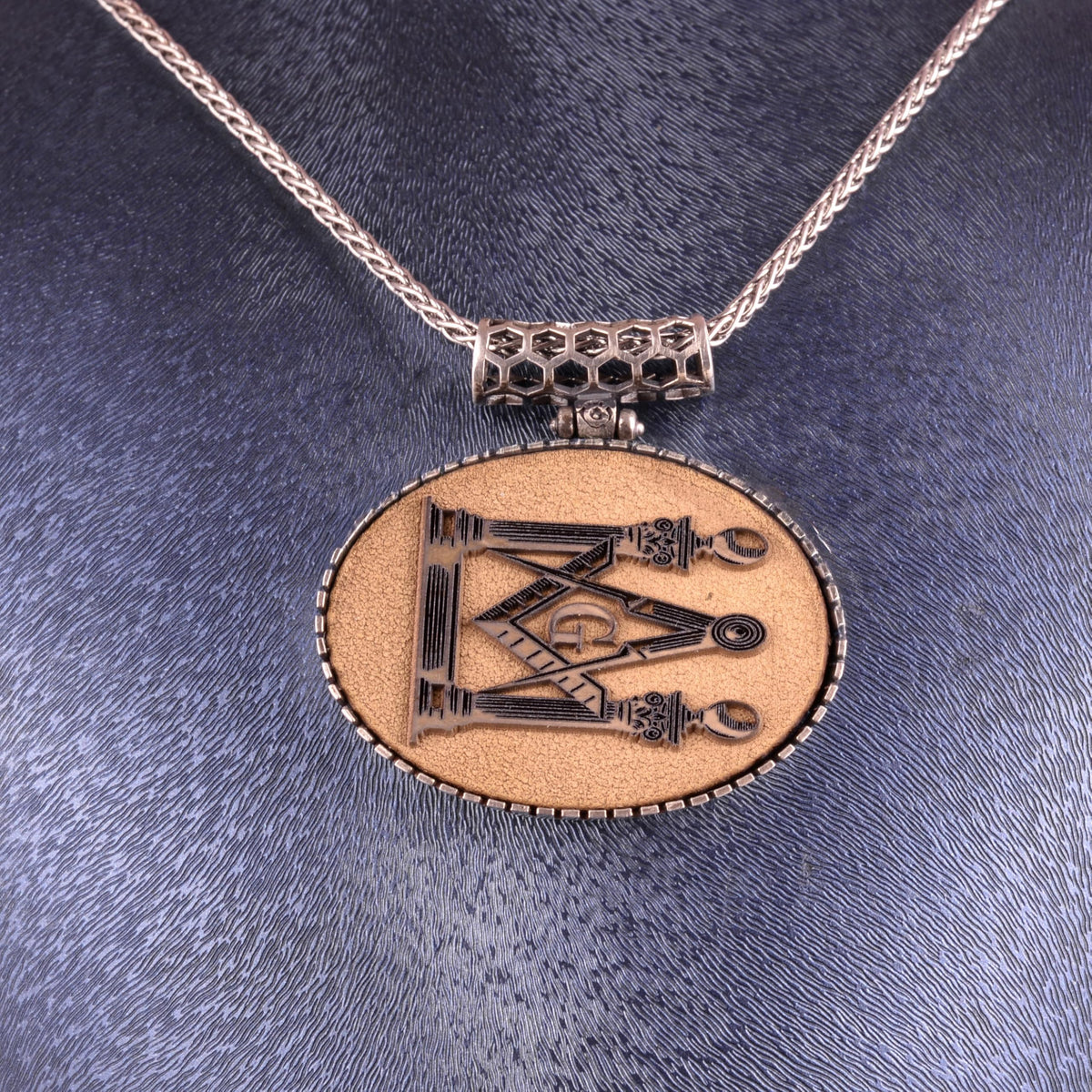 KAMBO Chain Horizontal Large Men's Necklace 925 Sterling Silver – Men's Oval Symbolic Necklace (Mason) — 4