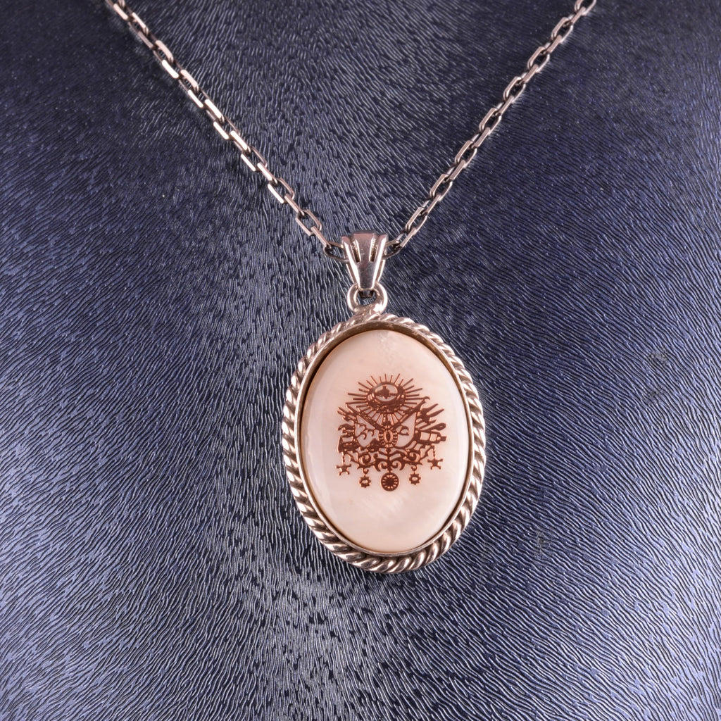 Natural Pearl Symbol Chain Unisex Necklace 925 Sterling Silver – Ottoman Byzantine Symbol Handmade Necklace (Ottoman Pearl) — 3