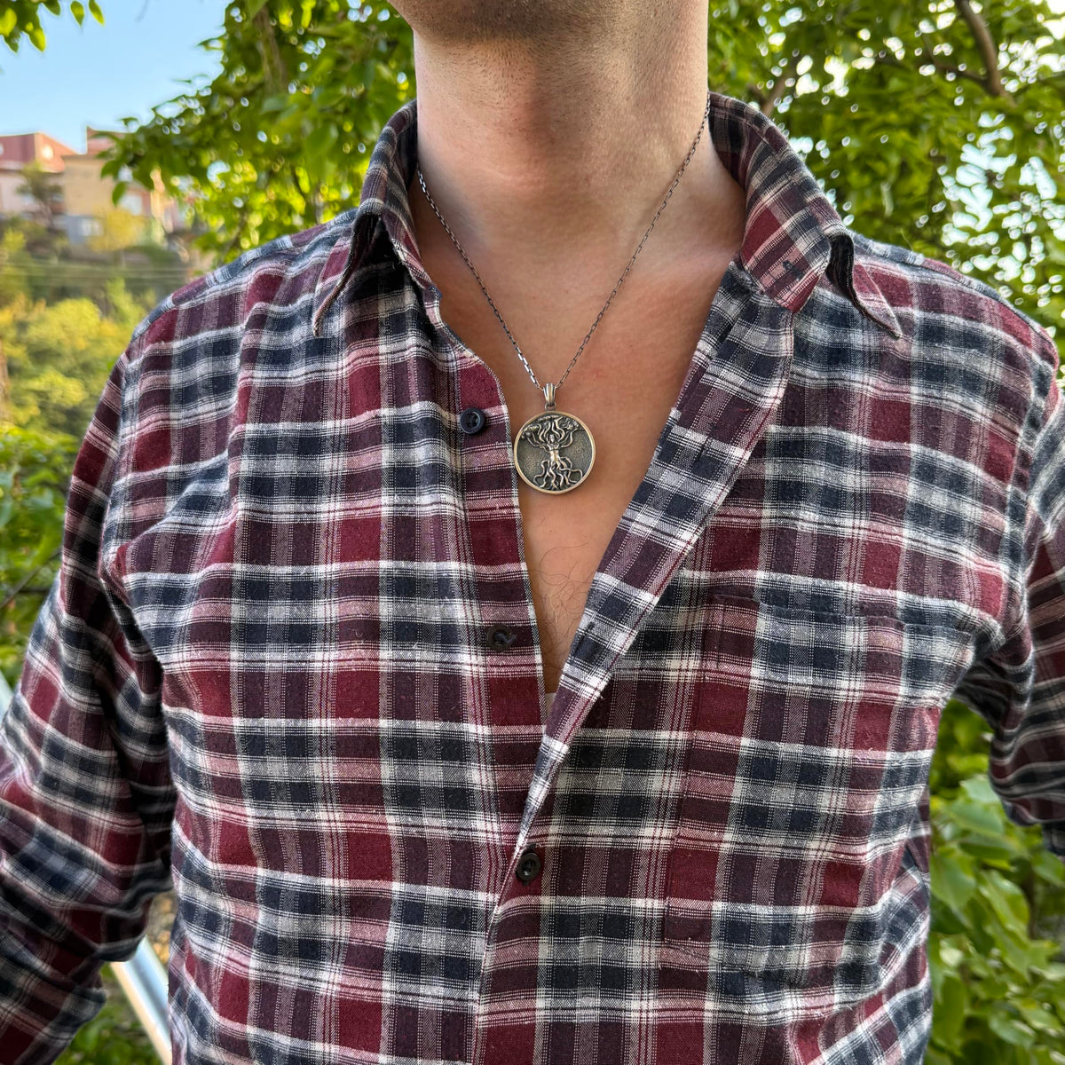 KAMBO Tree of Life Spirit Necklace - Handmade 925 Sterling Silver Chain Necklace for Men - Symbol of Life, Growth, and Strength for Nature Lovers (Silver) — 3