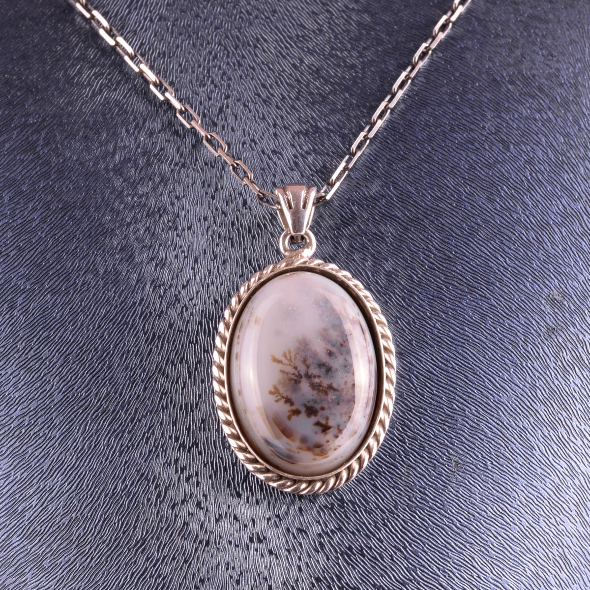 KAMBO Natural Stone Chain Unisex Necklace 925 Sterling Silver – Handmade Oval Description Necklace (Yemen Agate) — 4