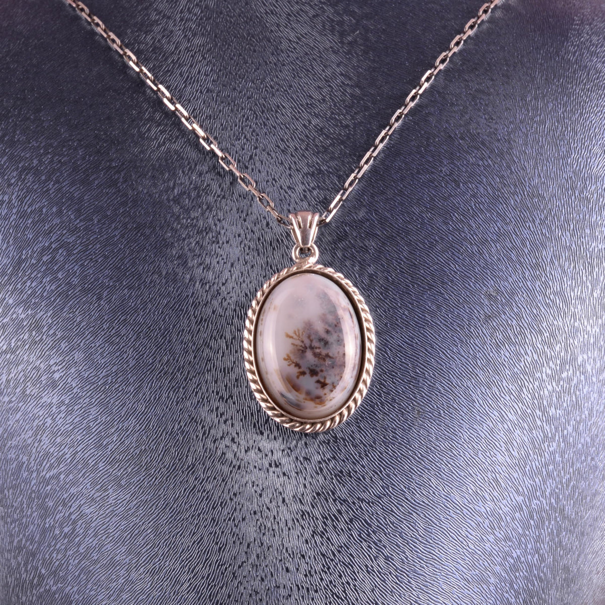 KAMBO Natural Stone Chain Unisex Necklace 925 Sterling Silver – Handmade Oval Description Necklace (Yemen Agate) — 3