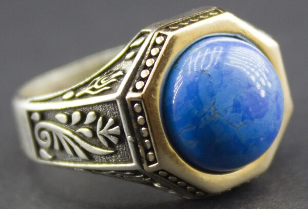 Sterling Silver Ring Turquoise Stone 925 Sterling Silver Natural Turquoise Ring Handmade Turkey KAMBO - View 2