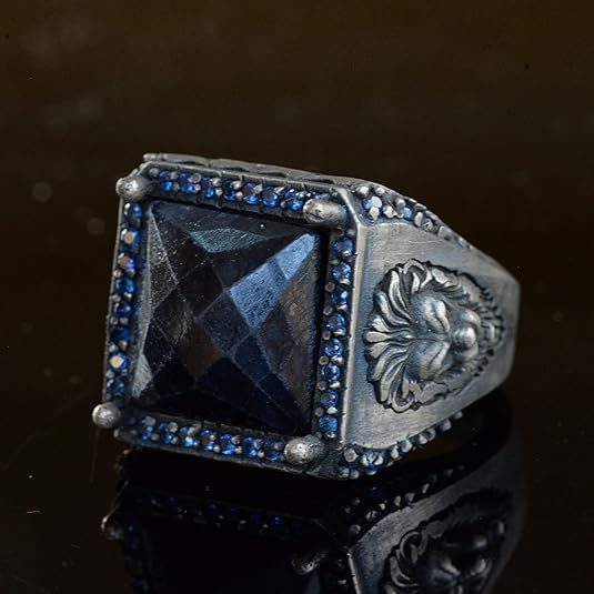 Kambo Exquisite Sterling Silver Men s Ring Collection Featur 925 Sterling Silver Natural Sapphire Ring Handmade Turkey KAMBO