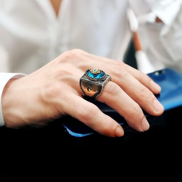 Falcon Jewelry Muslim Ring Islamic Ring Arabic Ring Sterling 925 Sterling Silver Ring Handmade Turkey KAMBO - View 3