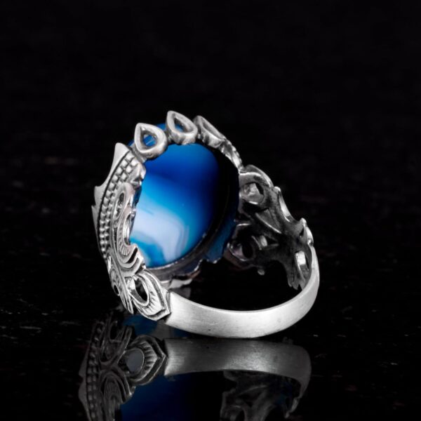 Kambo 925 Solid Sterling Silver Men s Ring With Choice Of Na 925 Sterling Silver Natural Agate Ring Handmade Turkey KAMBO - V