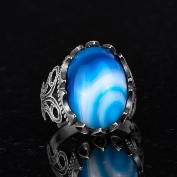 Kambo 925 Solid Sterling Silver Men s Ring With Choice Of Na 925 Sterling Silver Natural Agate Ring Handmade Turkey KAMBO - V