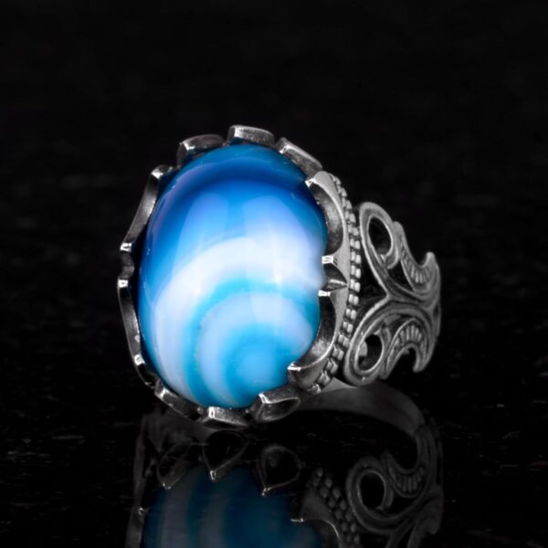 Kambo 925 Solid Sterling Silver Men s Ring With Choice Of Na 925 Sterling Silver Natural Agate Ring Handmade Turkey KAMBO - V