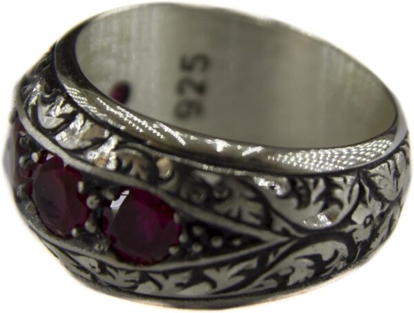 Sterling Silver Men s Ring Created Garnet Stone Steel Pen Cr 925 Sterling Silver Natural Garnet Ring Handmade Turkey KAMBO -