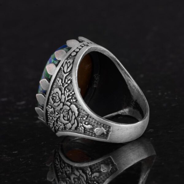 Kambo 925 Sterling Silver Ring Rose Pattern Ring Created Sto 925 Sterling Silver Ring Handmade Turkey KAMBO - View 6