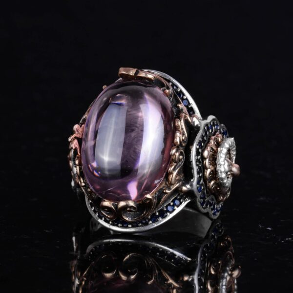 Kambo Pink Topaz Created Stone Ring 925K Sterling Silver Lio 925 Sterling Silver Natural Topaz Ring Handmade Turkey KAMBO - V