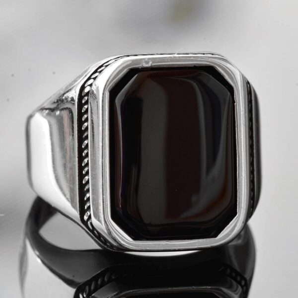 Men s Created Onyx Gemstone Ring 925 Sterling Silver Handcra 925 Sterling Silver Natural Onyx Ring Handmade Turkey KAMBO - Vi