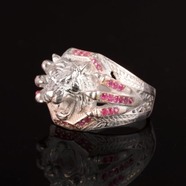 Kambo Created Garnet Stone Men s Ring Tiger Claw Ring 925 Sterling Silver Natural Garnet Ring Handmade Turkey KAMBO - View 4